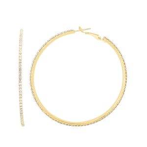 Gold-Tone Crystal Pave Hoop Earrings