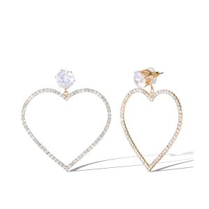 Heart-Shaped Crystal Drop Earrings