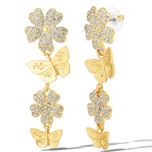 Flower & Butterfly Drop Earrings