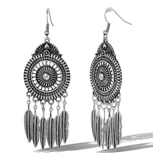 Antique Feather Drop Earrings