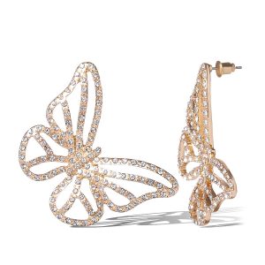 Crystal-Studded Butterfly Earrings