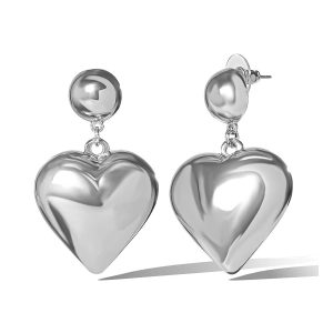 Bold Puff Heart Drop Earrings