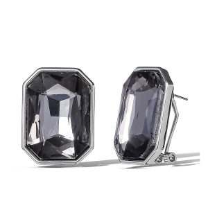 Octagon-Cut Smoky Crystal Earrings