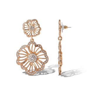 Radiant Rose Gold Floral Drop Earrings