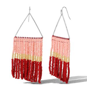 Multi Seed Beads Fringe Dangle Earring