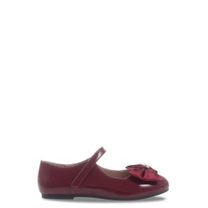 Girls Amy Big Bow Mary Jane in Maroon