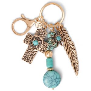 Turquoise Gold Charms Keychain