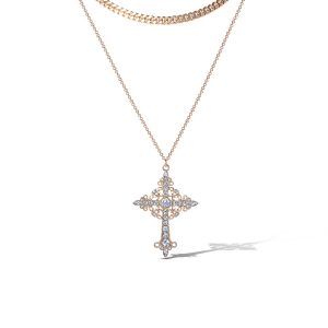 Layered Gold-Tone Cross Pendant Necklace