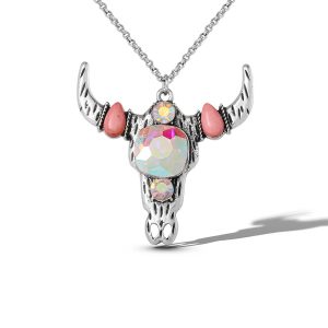 Crystal Bull Skull Pendant