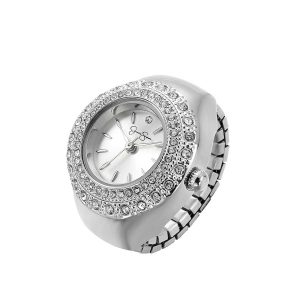 Crystal Ring Watch in Silver
