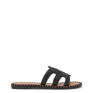 Bria Flat Sandal in Black