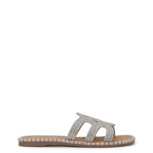 Bria Flat Sandal in Silver