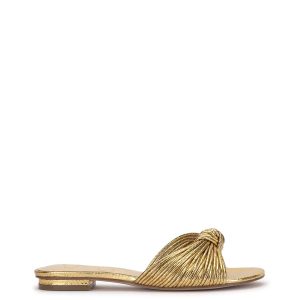 Dydra Knotted Flat Sandal in Gold