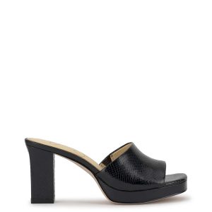 Elyzza High Heel Slide in Black Snake