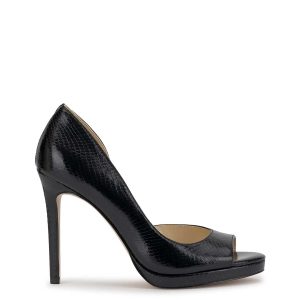 Kimli Peep Toe Pump in Black Snake
