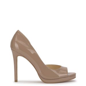 Kimli Peep Toe Pump in Patent Chai Latte