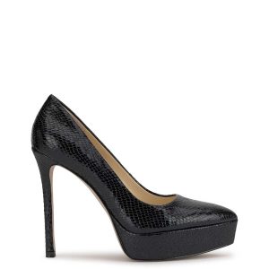 Sinelia Platform Pump in Black Snake