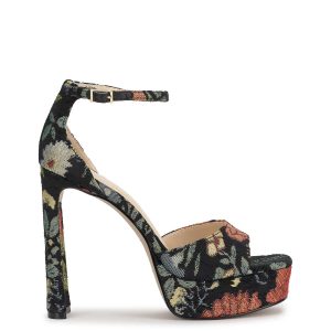 Telxia Platform Sandal in Black Floral