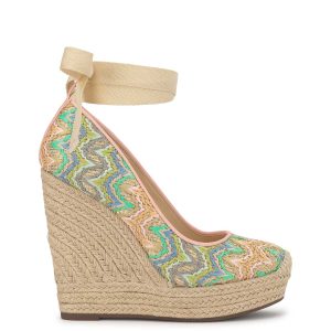 Zexie Platform Wedge in Raffia Chevron