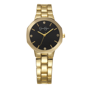 Metallized Bezel Bracelet Watch in Gold Tone
