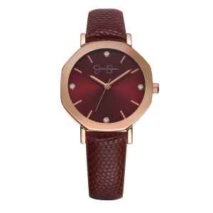 Metallized Bezel Strap Watch in Rose Gold Tone