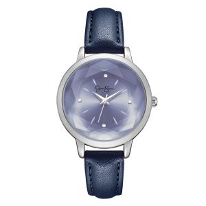 Faceted Glass Watch in Navy