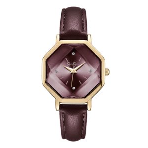 Octagonal Face Watch in Burgundy