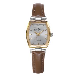 Diamond Dial Strap Watch in Brown