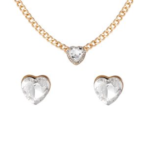 Heart Crystal Necklace & Stud Earring Set