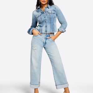 Valentine Wide Leg Boyfriend Jeans in Dearest