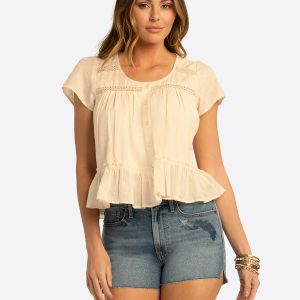 JS Jessica Simpson Mirna Blouse in Whitecap Gray