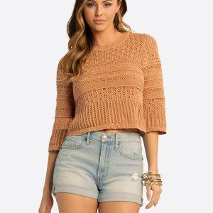 JS Jessica Simpson Mosi Sweater Tee in Camel