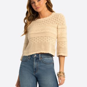 JS Jessica Simpson Mosi Sweater Tee in Whitecap Gray