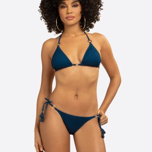 Crochet String Bikini in Dark Denim