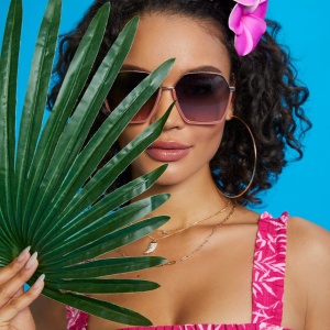 Geometric Metal Sunglasses in Rose Gold